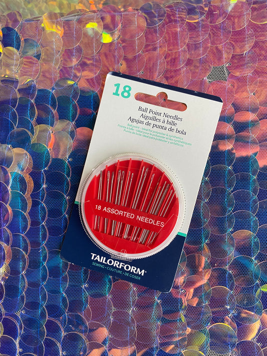 18 Assorted  Ball Point Hand Sewing Needles